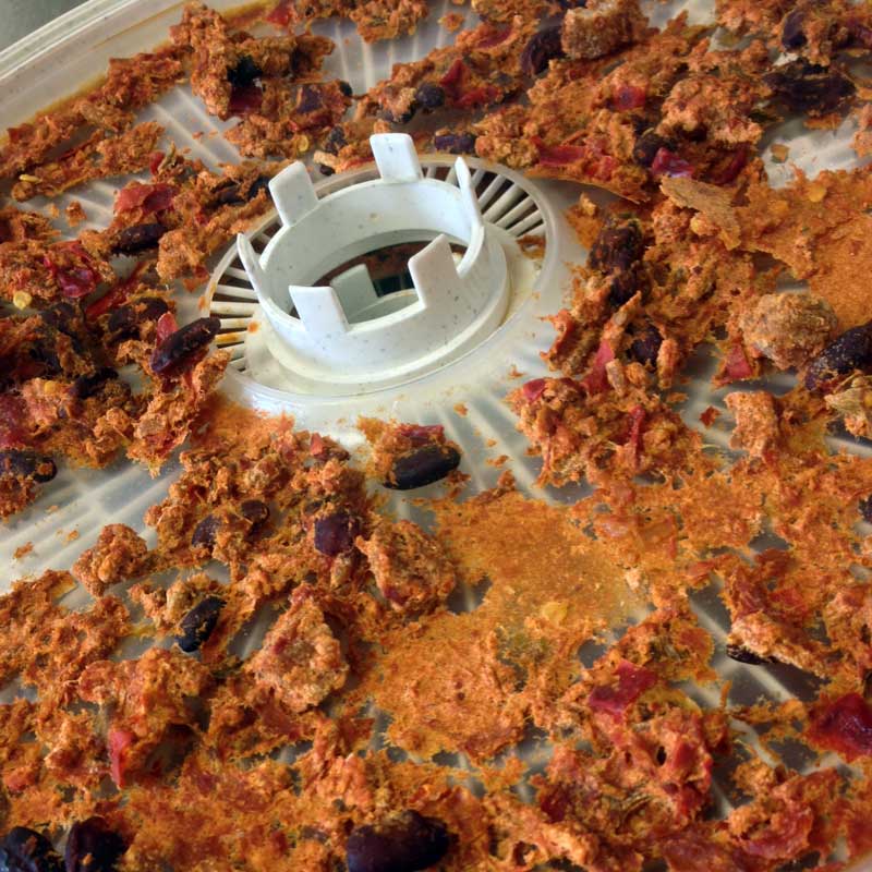 Dehydrated chili on tray