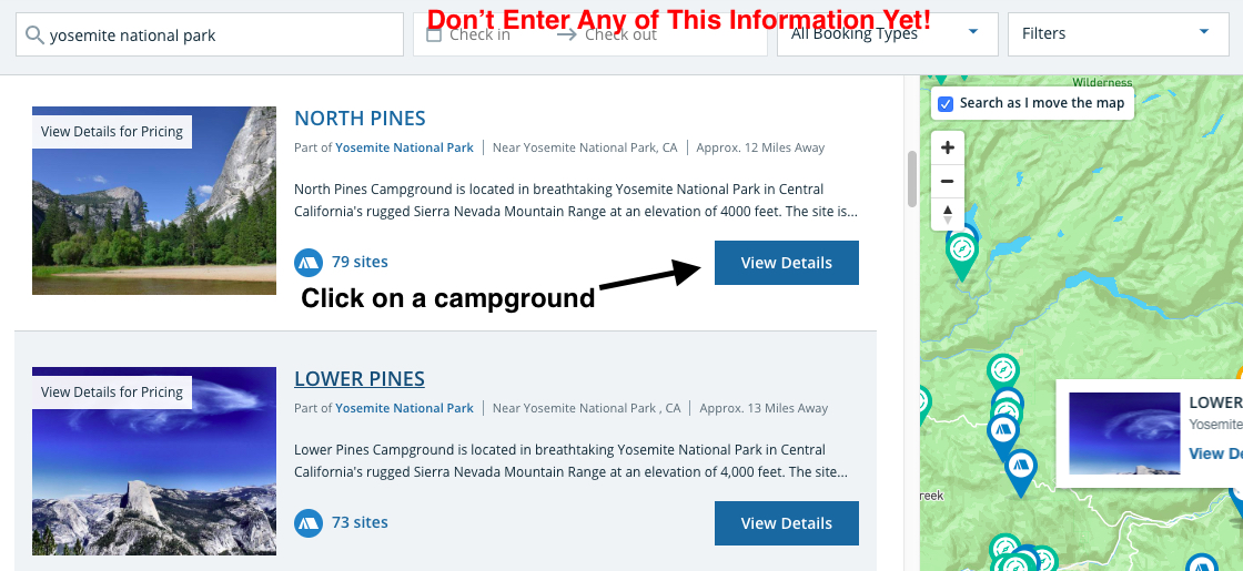 Choose your campground